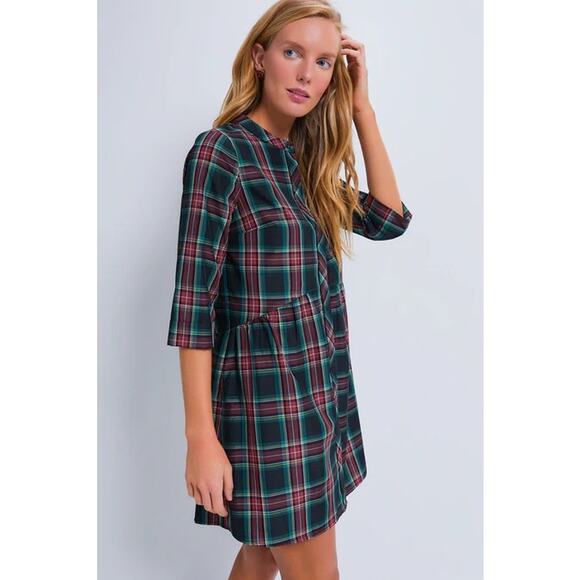 TUCKERNUCK Highland Tartan Royal Shirt Dress NWT Size Large - Picture 2 of 10